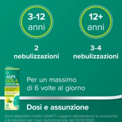 Aspi Gola Natura Spray Per Mal Di Gola E Tosse Associata Gusto Menta E Limone Flacone 20ml