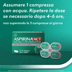 Aspirina Act Dolore E Infiammazione 1000mg 12 Compresse Rivestite