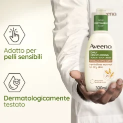 Aveeno Crema Corpo Idratante Per Pelle Secca E Normale Yogurt Vaniglia E Avena 300ml
