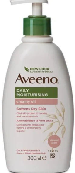 Aveeno Crema Olio Idratante Corpo Con Olio Di Mandorle Dolci Pelle Secca Con Pump 300ml