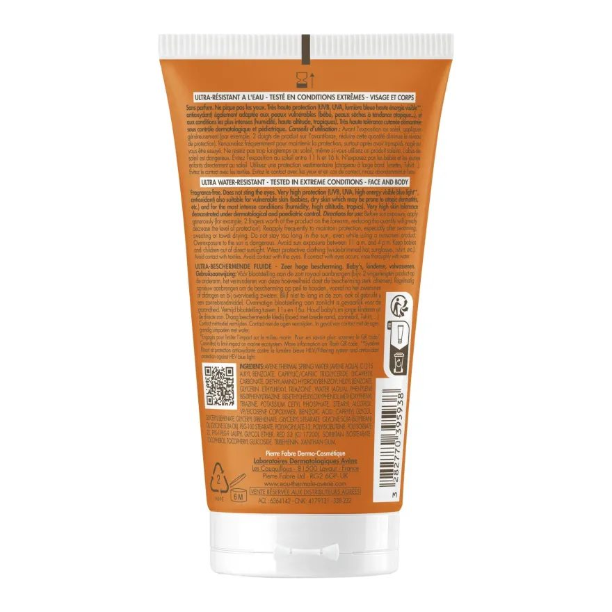 Avene Intense Protect Fluido Ultra Protezione Spf50+ Protezione Solare Viso E Corpo Pelle Sensibile 150ml