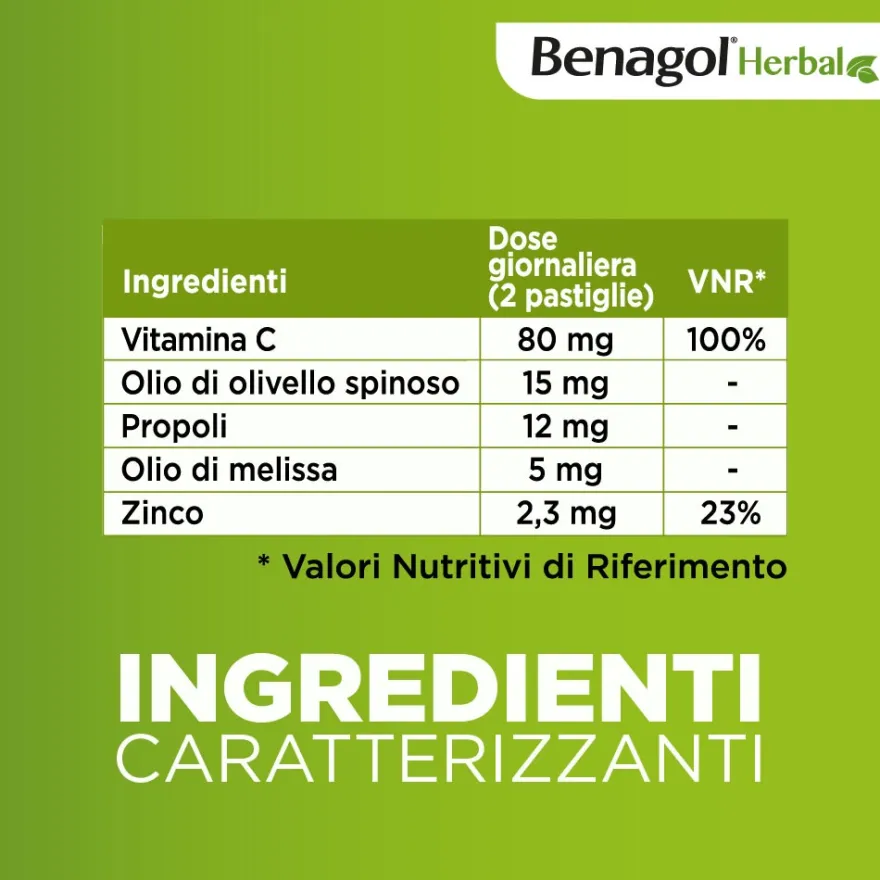 Benagol Herbal Miele Integratore Difese Immunitarie 24 Pastiglie