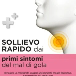 Benagol 0,6mg+1,2mg Pastiglie Gola Fragola Senza Zucchero 24 Pastiglie