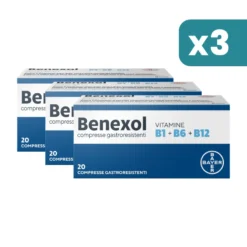 Benexol Trattamento Per Carenza Di Vitamine B A Base Di Vitamina B1 B6 B12 3 confezioni da 20 Compresse