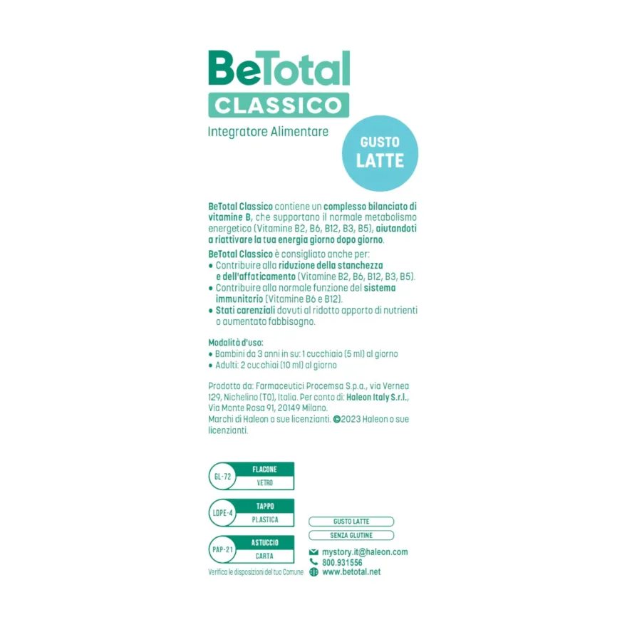Be-total Sciroppo Integratore Alimentare Vitamina B Stanchezza Sistema Immunitario Bambini 100ml