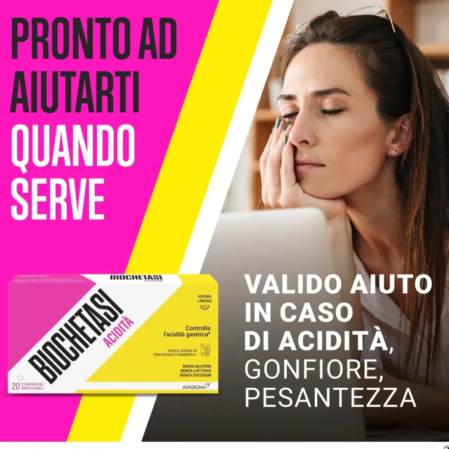 Biochetasi Digestione E Acidità E Bruciore Di Stomaco E Reflusso Gastrico 20 Compresse Masticabili