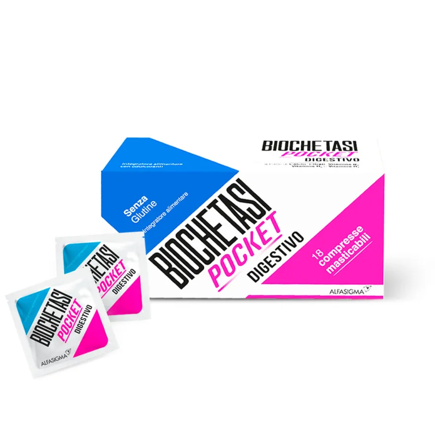 Biochetasi Pocket Digestivo Integratore Bruciore Di Stomaco Acidità E Reflusso Gastrico 18 Compresse Masticabili