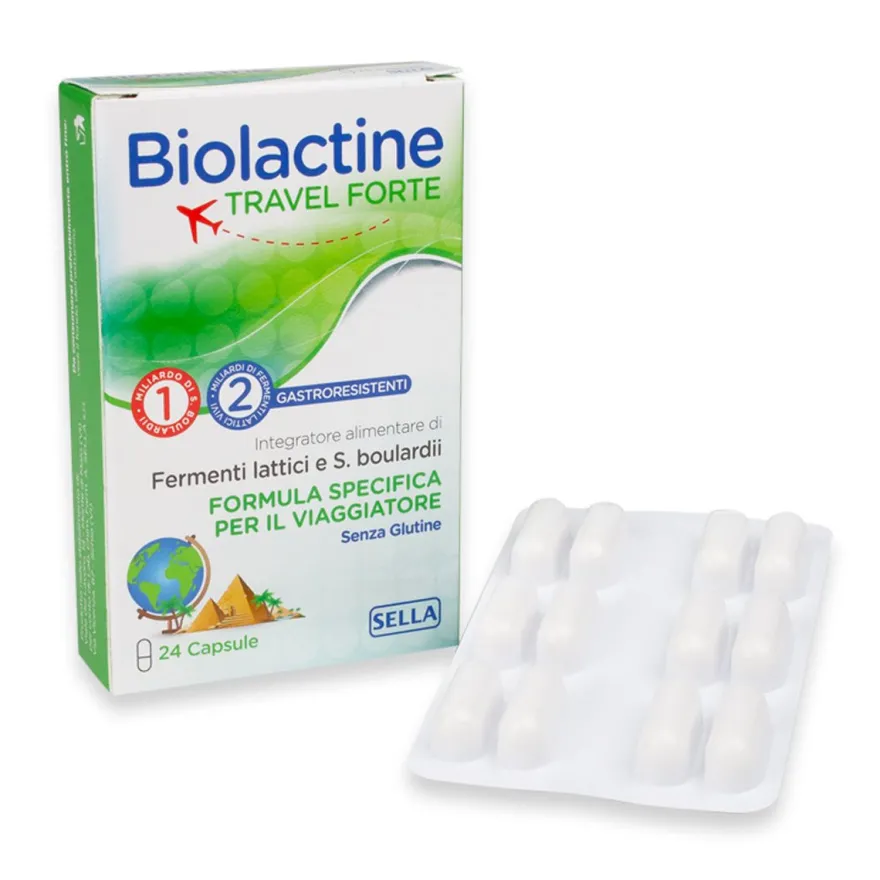Biolactine Travel Forte Integratore Fermenti Lattici 24 Capsule