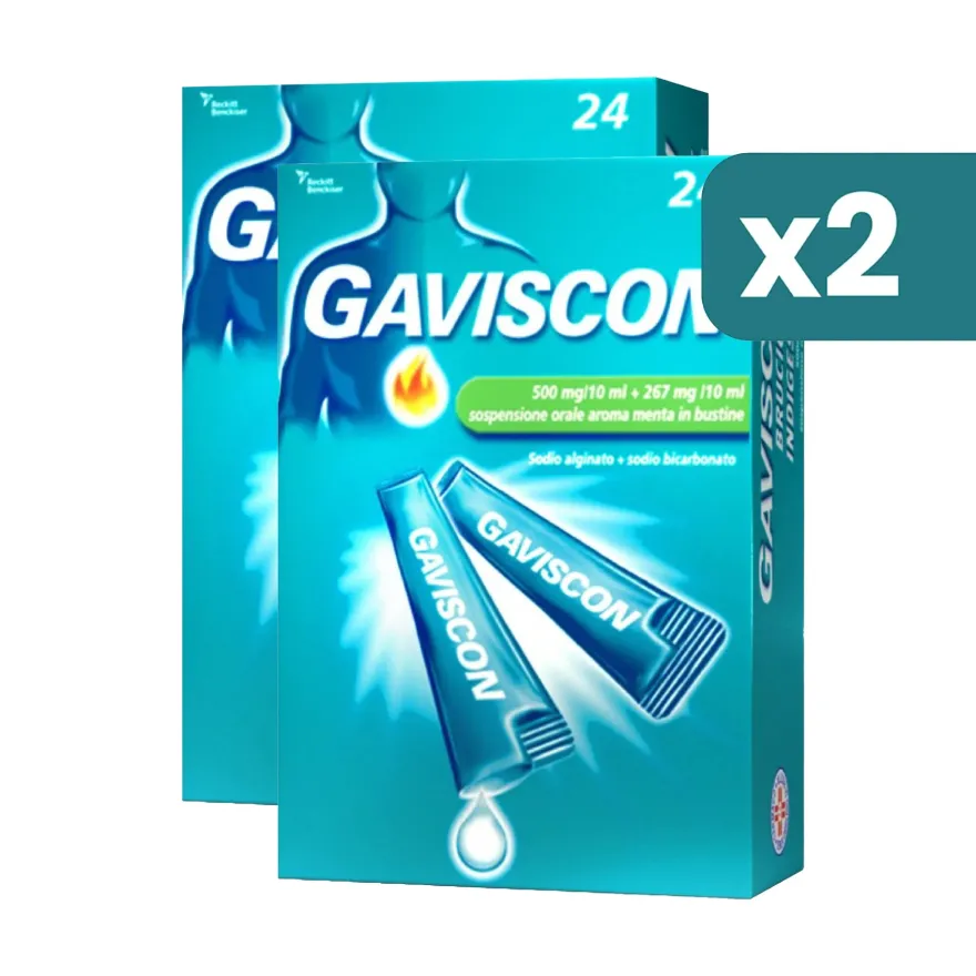 Bipacco 2x24 bustine monodose Gaviscon 500mg/10ml + 267mg/10ml Antiacido