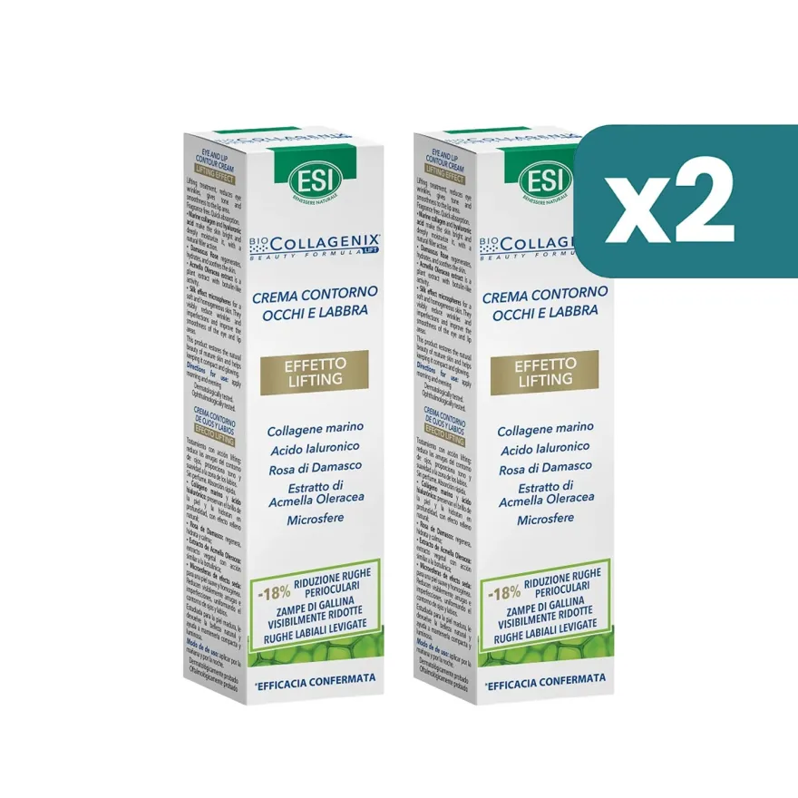 Bipacco 2x15ml Esi Biocollagenix crema contorno occhi labbra antiage