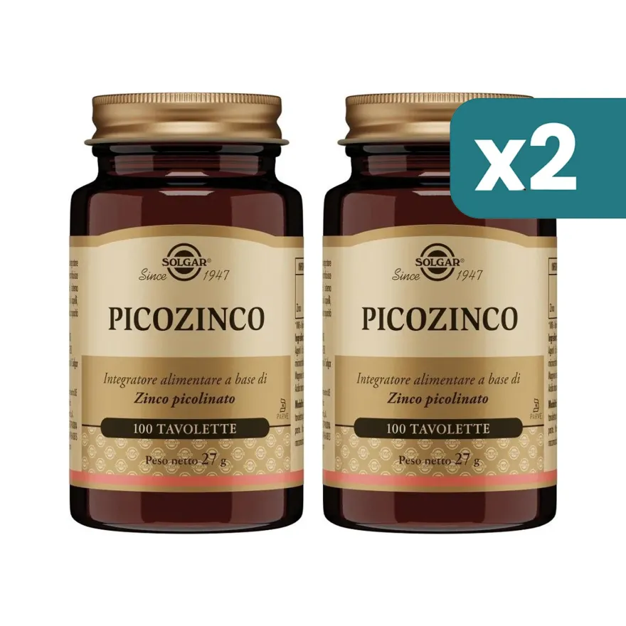 Bipacco 2x100 tavolette Solgar Picozinco integratore con Zinco