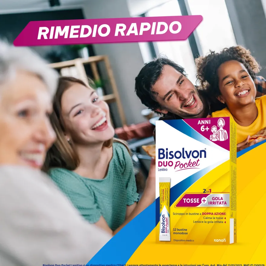 Bisolvon Duo Pocket Lenitivo Sciroppo Tosse E Gola Irritata Adulti E Bambini 12 Bustine Monodose