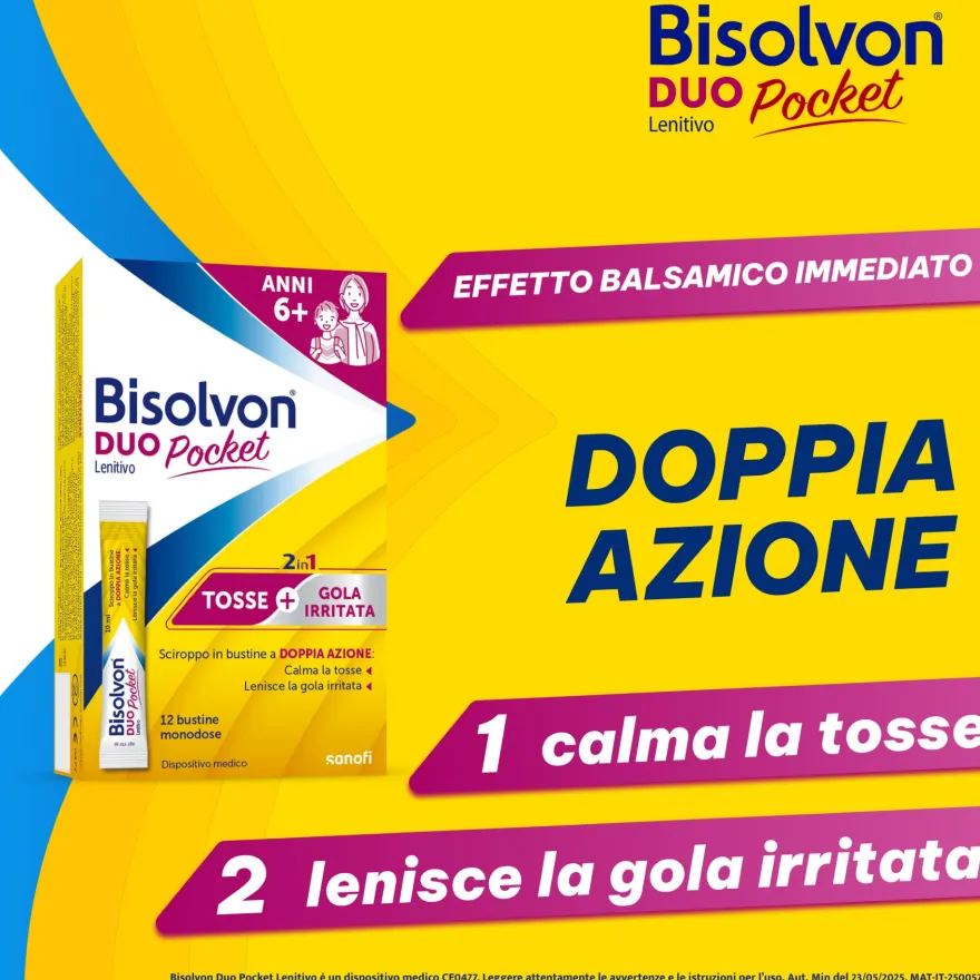 Bisolvon Duo Pocket Lenitivo Sciroppo Tosse E Gola Irritata Adulti E Bambini 12 Bustine Monodose