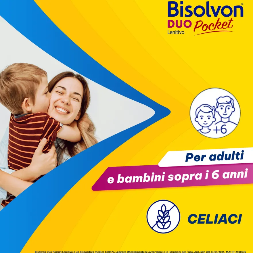 Bisolvon Duo Pocket Lenitivo Sciroppo Tosse E Gola Irritata Adulti E Bambini 12 Bustine Monodose