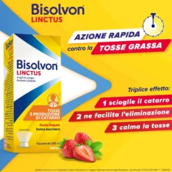 Bisolvon Linctus Sciroppo Per Tosse Grassa +2anni Gusto Fragola 200ml