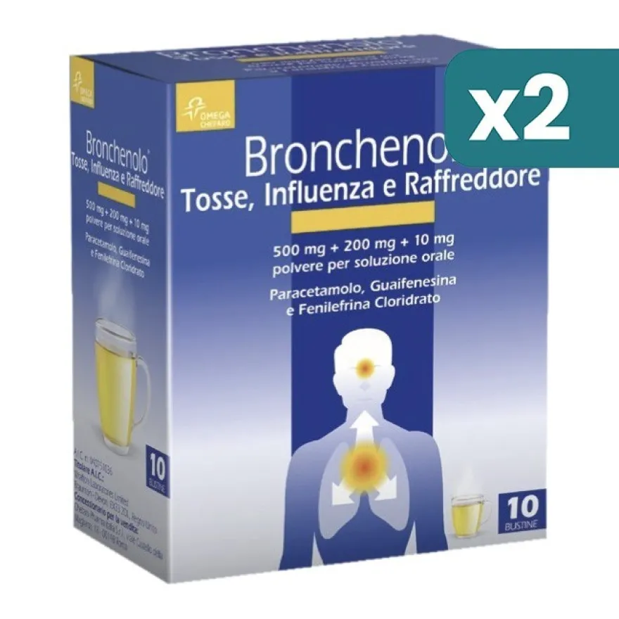 Bronchenolo Tosse Influenza E Raffreddore 2 confezioni da 10 Bustine