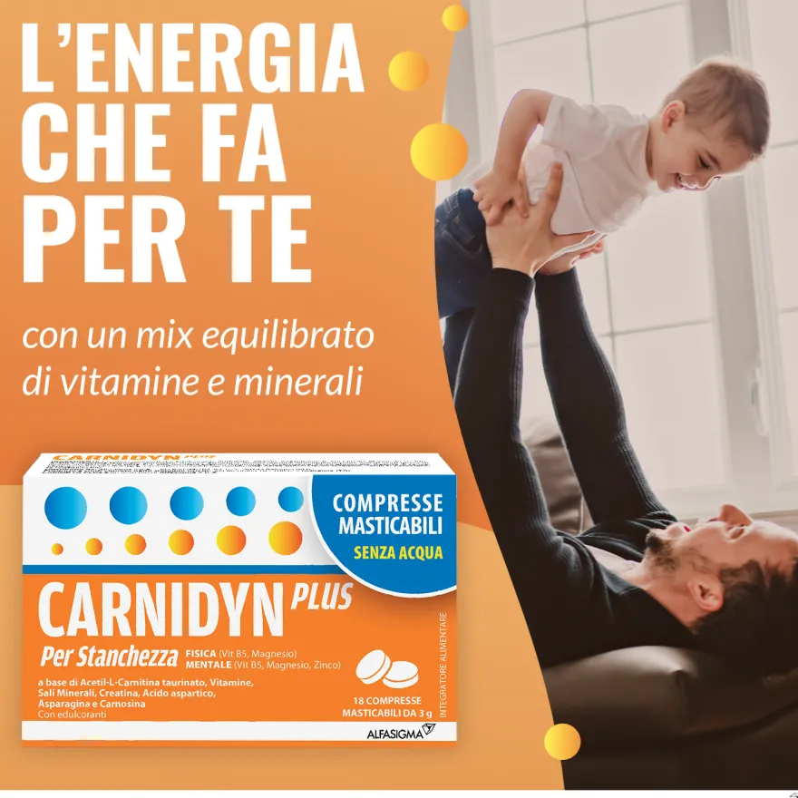 Carnidyn Plus Integratore Stanchezza Fisica E Mentale 18 Compresse Masticabili
