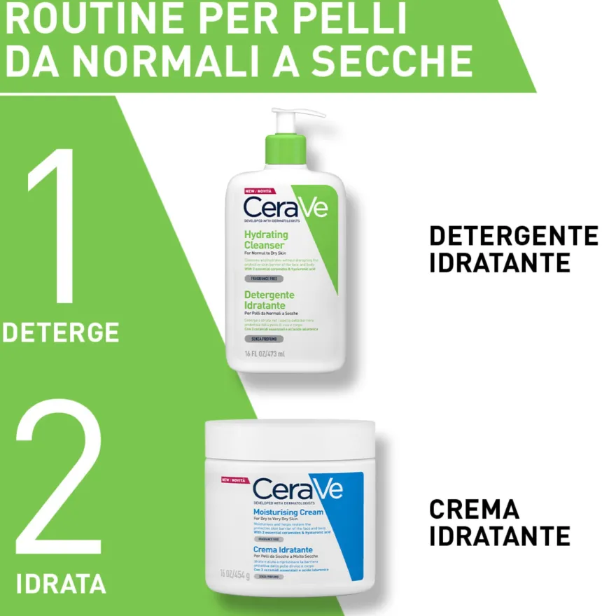 Cerave Detergente Idratante Viso Pelle Da Normale A Secca Con Acido Ialuronico E Ceramidi 473ml