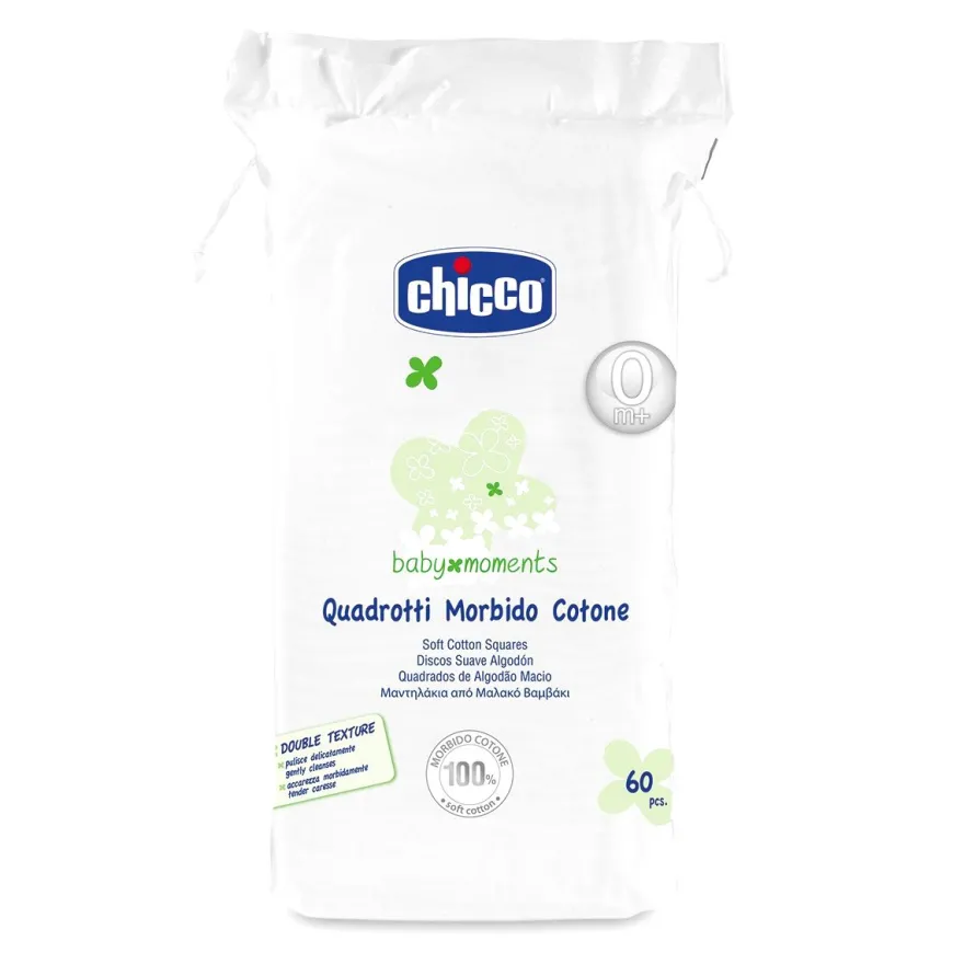Chicco Quadrotti Morbido Cotone 60 Pezzi