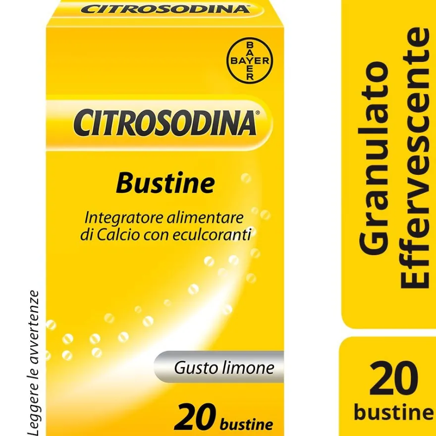 Citrosodina Effervescente Integratore Alimentare Digestivo Con Calcio Al Limone 20 Bustine