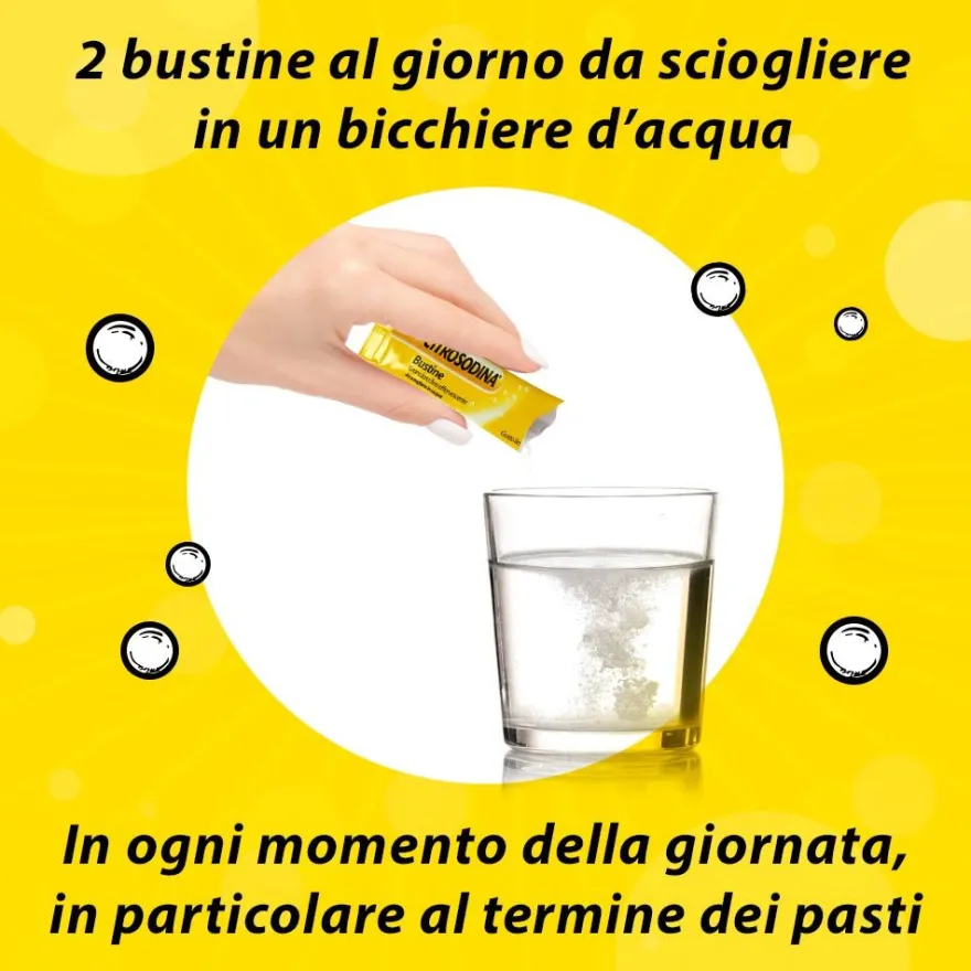 Citrosodina Effervescente Integratore Alimentare Digestivo Con Calcio Al Limone 20 Bustine