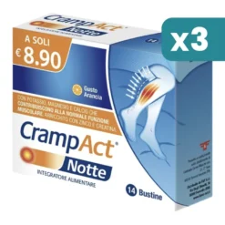 Crampact Notte Integratore Per Crampi Notturni Con Magnesio E Potassio 3 confezioni da 14 Bustine