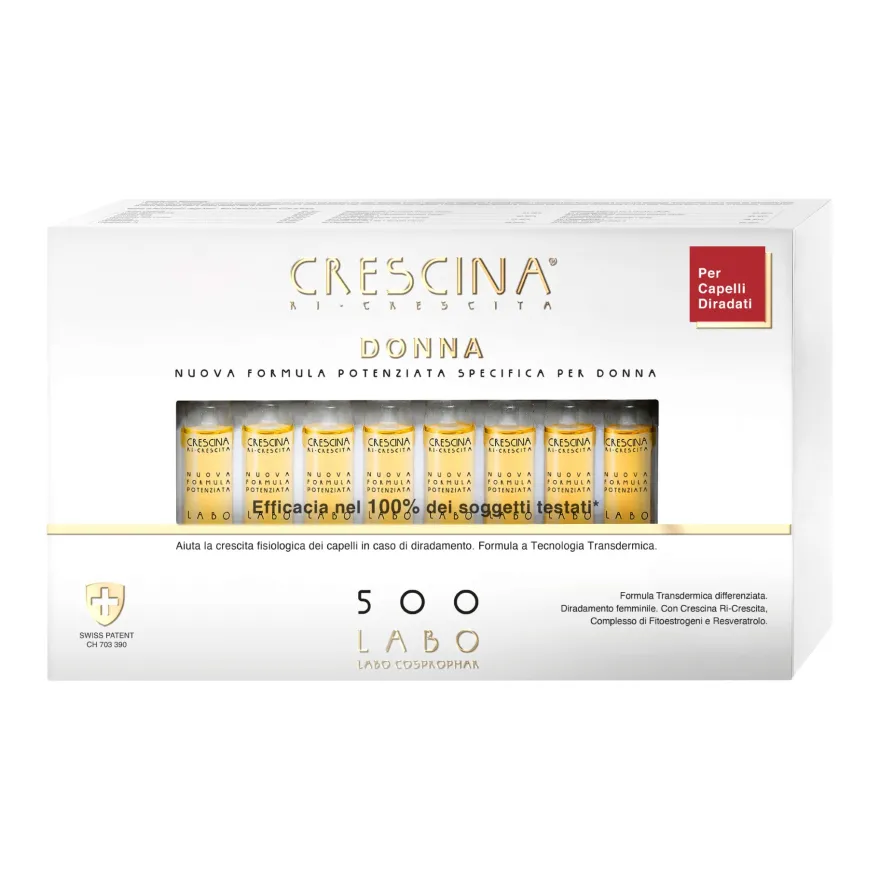 Crescina Donna 500 Nuova Formula Potenziata Trattamento Crescita Capelli 20x3,5ml