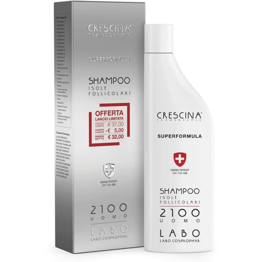 Crescina Shampoo Isole Follicolari Superformula 2100 Uomo Attiva Ricrescita 150ml