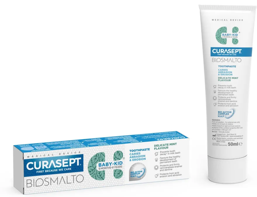 Curasept Biosmalto Dentifricio Baby Kid Menta 50ml