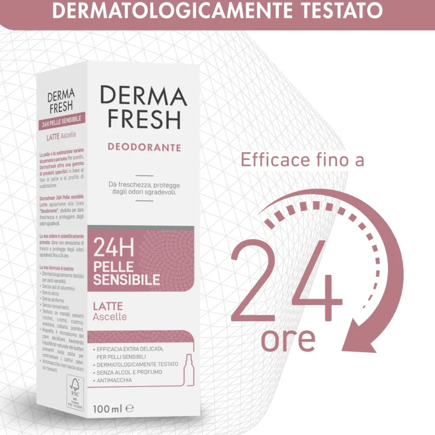 Dermafresh Deodorante Latte Efficace 24h Pelle Sensibile Efficacia Extra Delicata Antimacchia 100ml