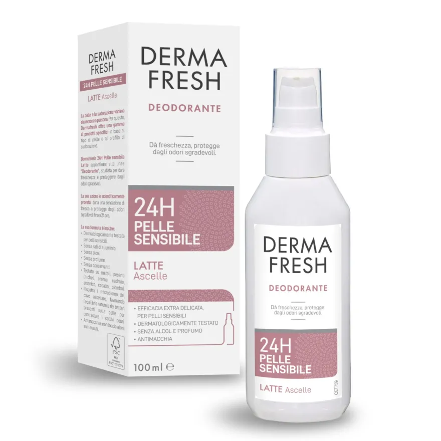 Dermafresh Deodorante Latte Efficace 24h Pelle Sensibile Efficacia Extra Delicata Antimacchia 100ml
