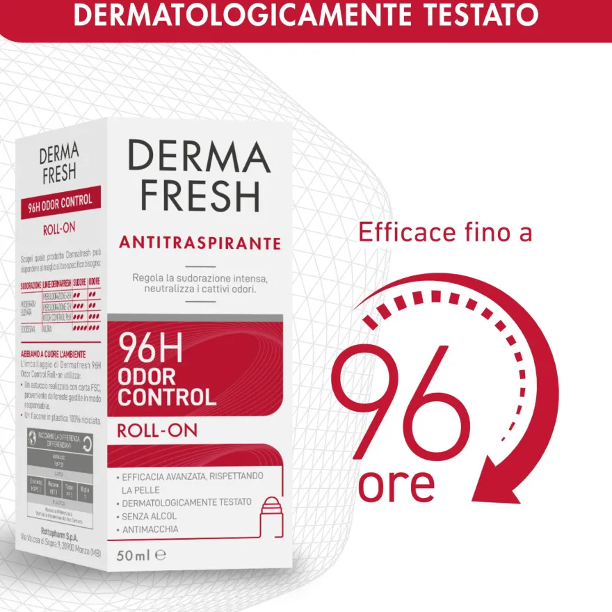 Dermafresh Odor Control Efficace 96h Deodorante Antitraspirante Roll-on 50ml