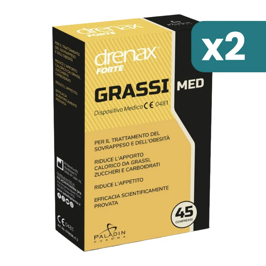 Drenax Forte Grassi Med Sovrappeso E Obesità 2 confezioni da 45 Compresse