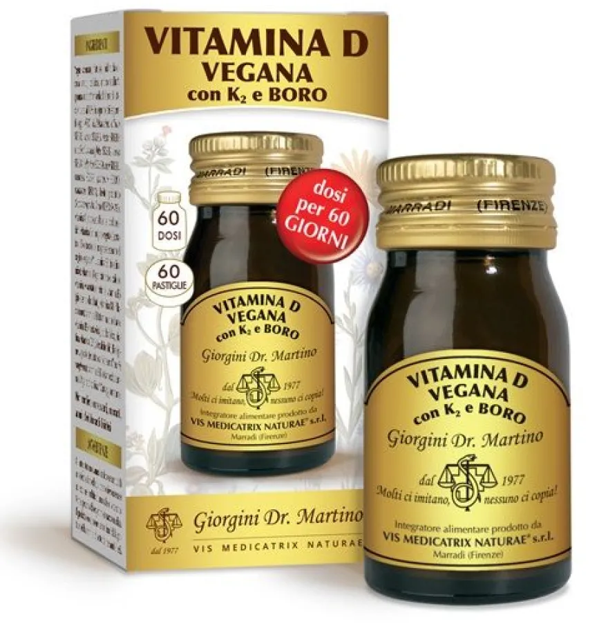 Dr. Giorgini Vitamina D Vegana K2 + Boro Integratore Ossa 60 Pastiglie