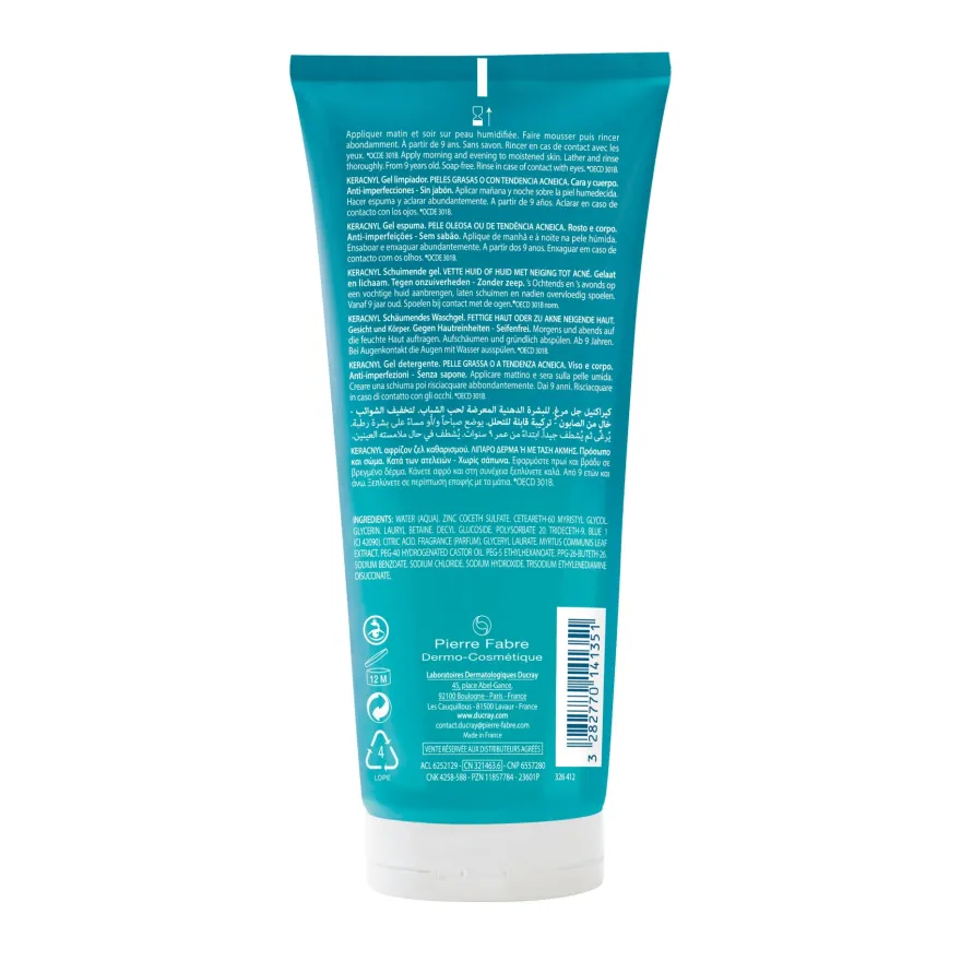 Ducray Keracnyl Gel Detergente Quotidiano Anti-imperfezioni Viso E Corpo Pelle Grassa A Tendenza Acneica 200ml