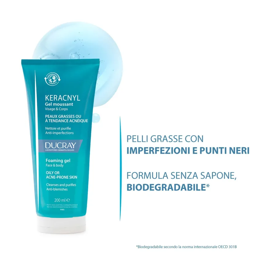Ducray Keracnyl Gel Detergente Quotidiano Anti-imperfezioni Viso E Corpo Pelle Grassa A Tendenza Acneica 200ml