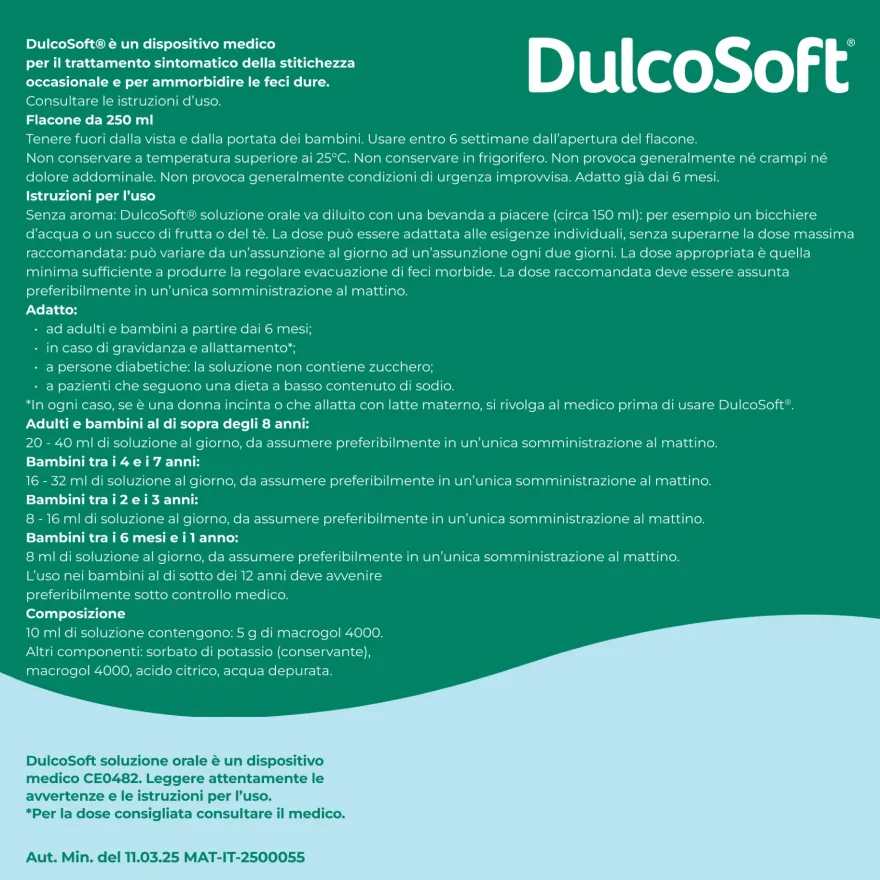 Dulcosoft Soluzione Orale Lassativo Macrogol Per Stitichezza 250ml