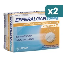 Efferalgan 330mg Con Vitamina C Trattamento Influenza 2 confezioni da 20 Compresse Effervescenti