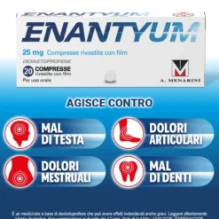 Enantyum 25mg antidolorifico bipacco 2x20 compresse