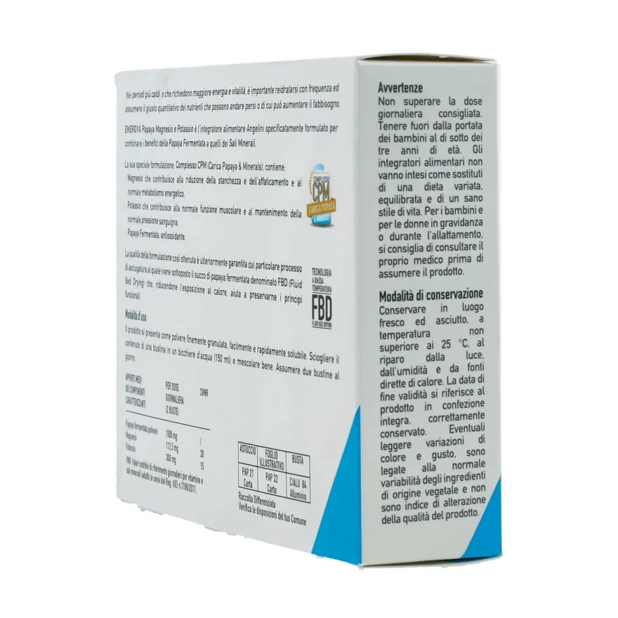 Energya Papaya Fermentata Magnesio E Potassio Integratore Alimentare 14 Bustine