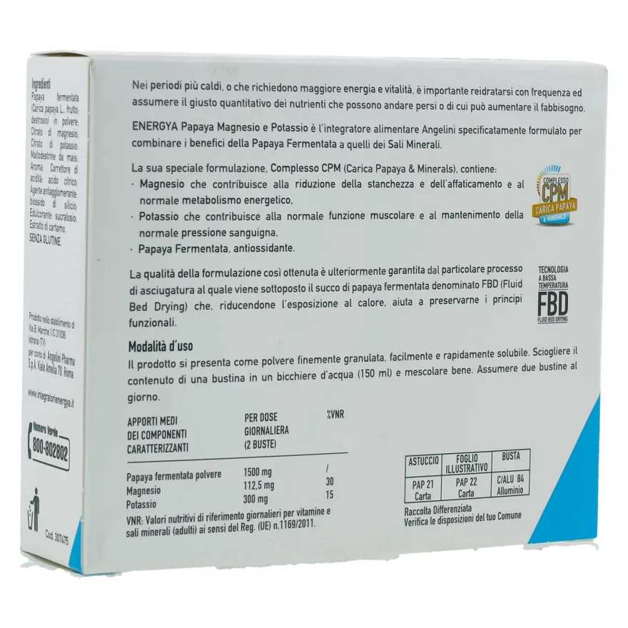 Energya Papaya Fermentata Magnesio E Potassio Integratore Alimentare 14 Bustine