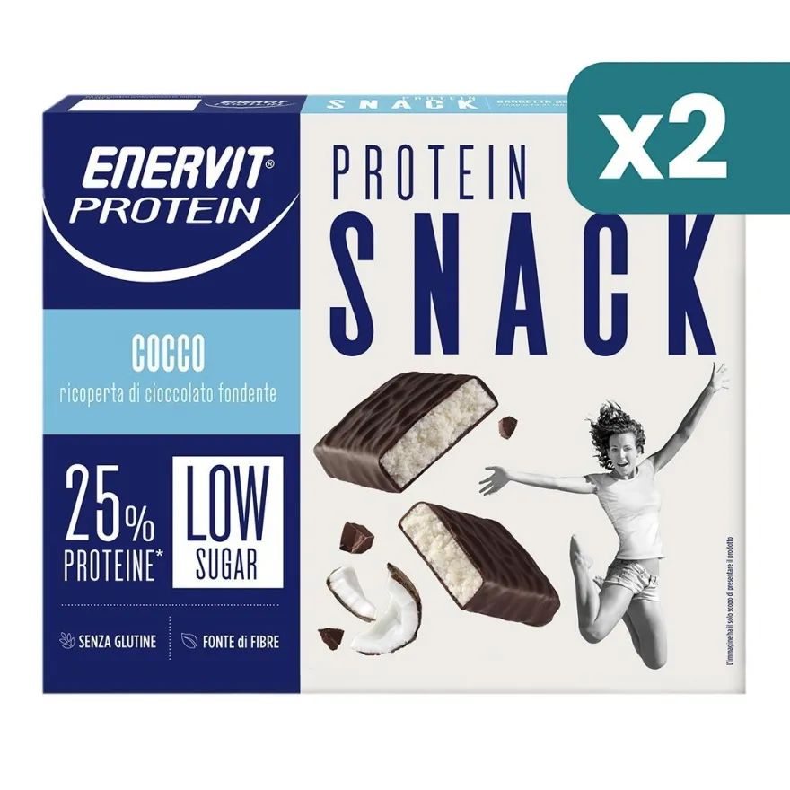 Enervit Protein Snack Barretta Proteica Cocco 2 confezioni da 8x27g