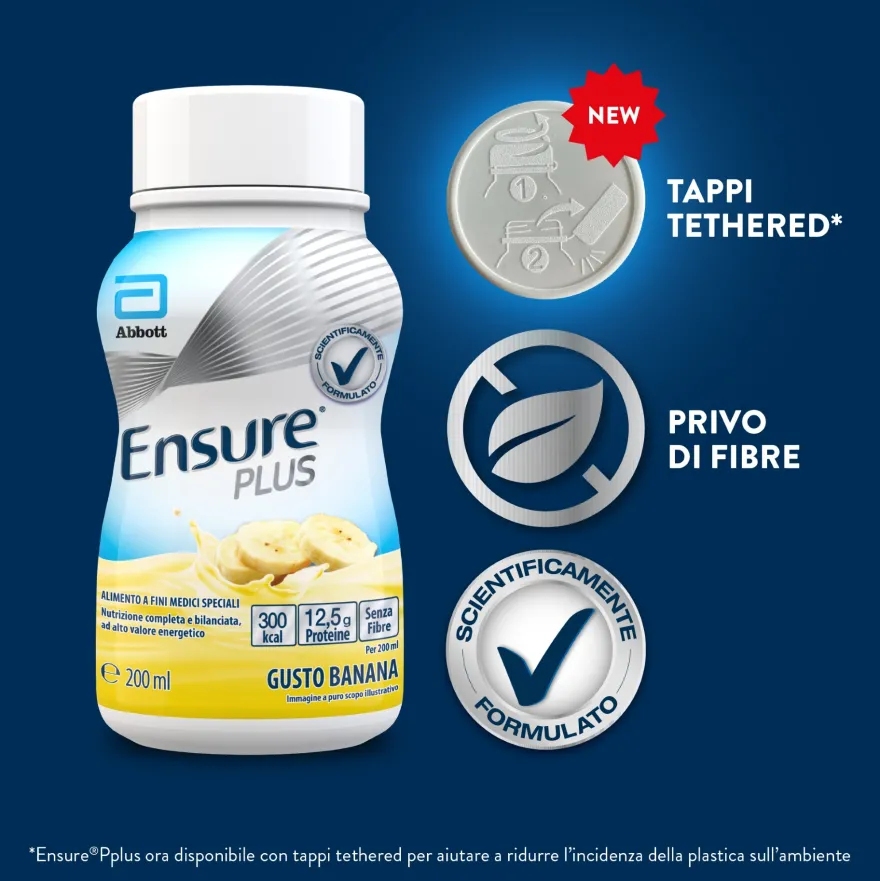 Ensure Plus Banana Supplemento Nutrizionale Ipercalorico Con Proteine E Privo Di Fibre 4x200ml