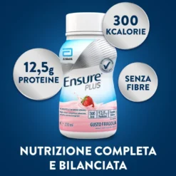 Ensure Plus Fragola Supplemento Nutrizionale Ipercalorico Con Proteine E Privo Di Fibre 4x200ml