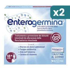Enterogermina 6 Miliardi Fermenti Lattici Probiotici Per Disturbi Intestinali 2 confezioni da 9 Bustine