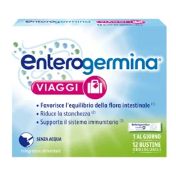 Enterogermina Viaggi Regolarit&agrave; Intestinale Probiotici Vitamina A, B12, B6, B9 E Vitamina D 12 Bustine