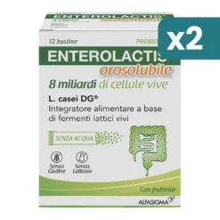 Enterolactis Orosolubile Integratore Fermenti Lattici Vivi 2 confezioni da 12 Bustine