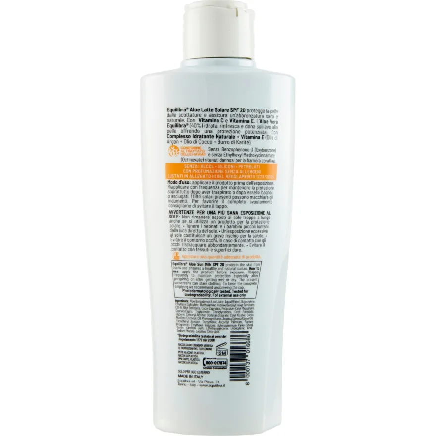 Equilibra Aloe Latte Solare Spf20 240ml