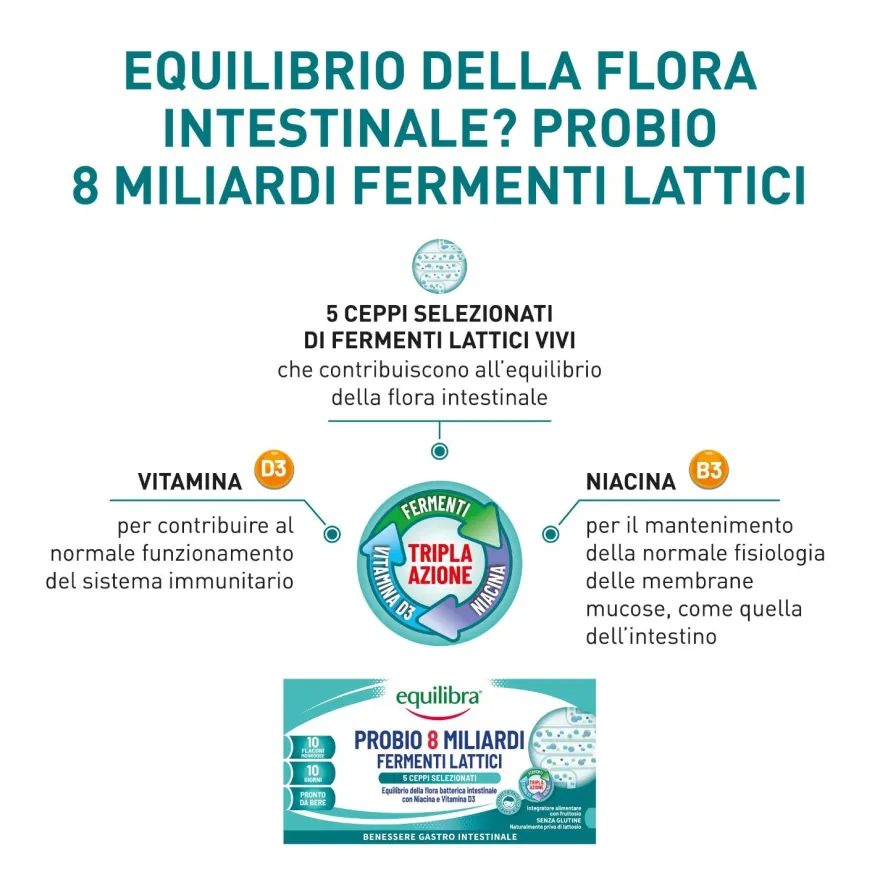 Equilibra Probio 8 Miliardi Integratore Fermenti Lattici 10 Flaconcini