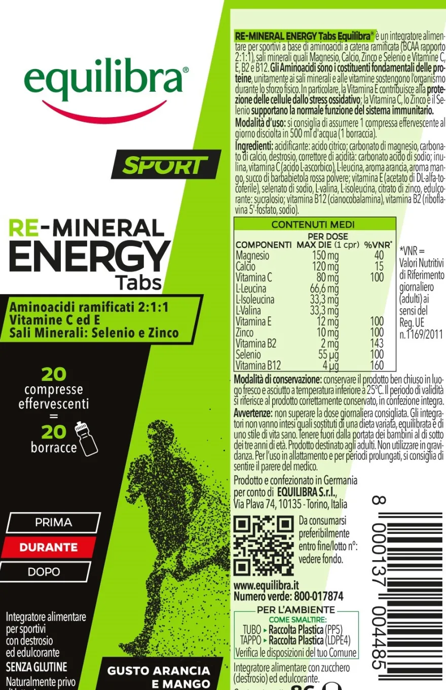Equilibra Re-mineral Energy Tabs 20 Compresse